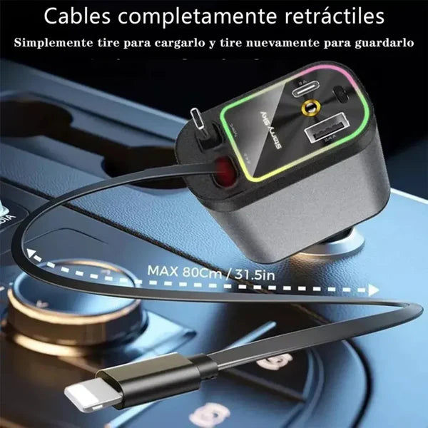 Cargador Retráctil 4 en 1 con proyector LED - CarPro®