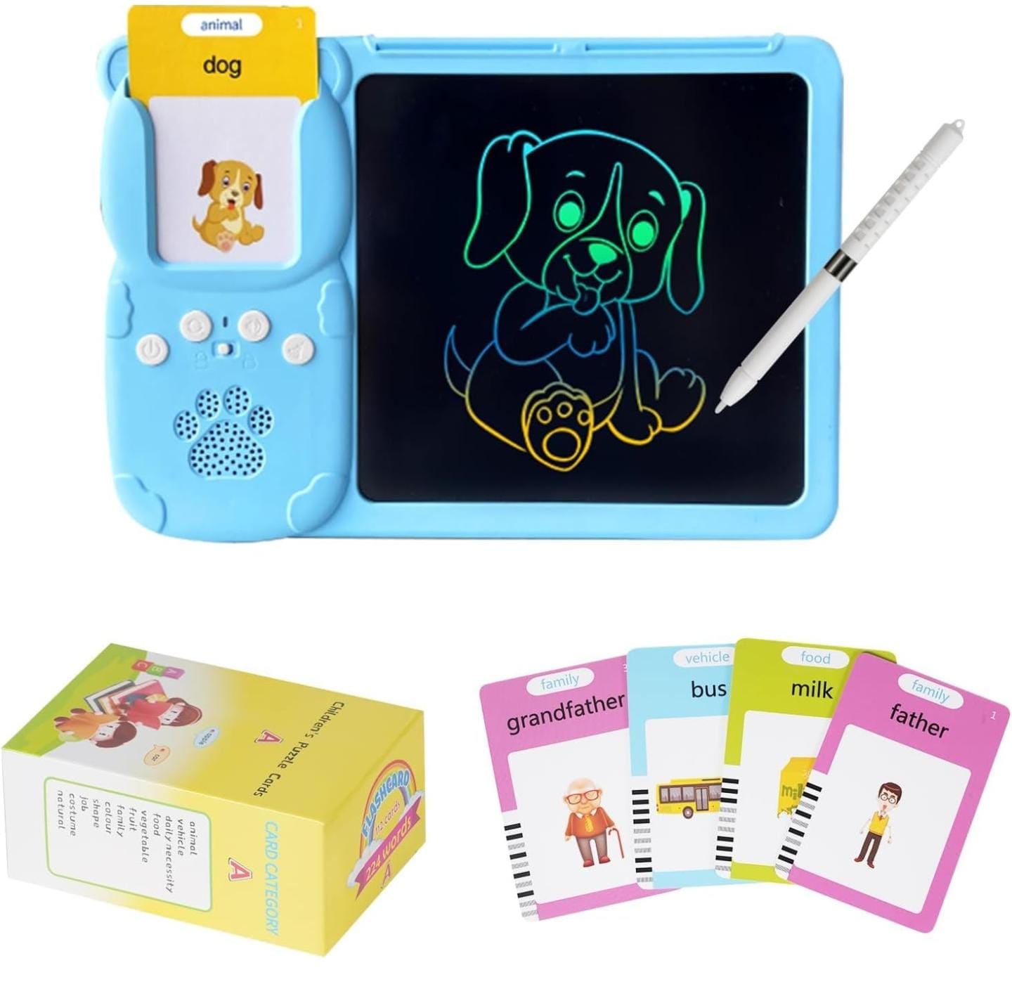 Tablet Magic, Para Dibujar y Aprender INGLES - 255 Tarjetas doble cara🎨