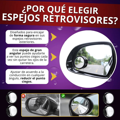 KIT ESPEJOS X2 VISTA 360°  – Visión total, conducción segura