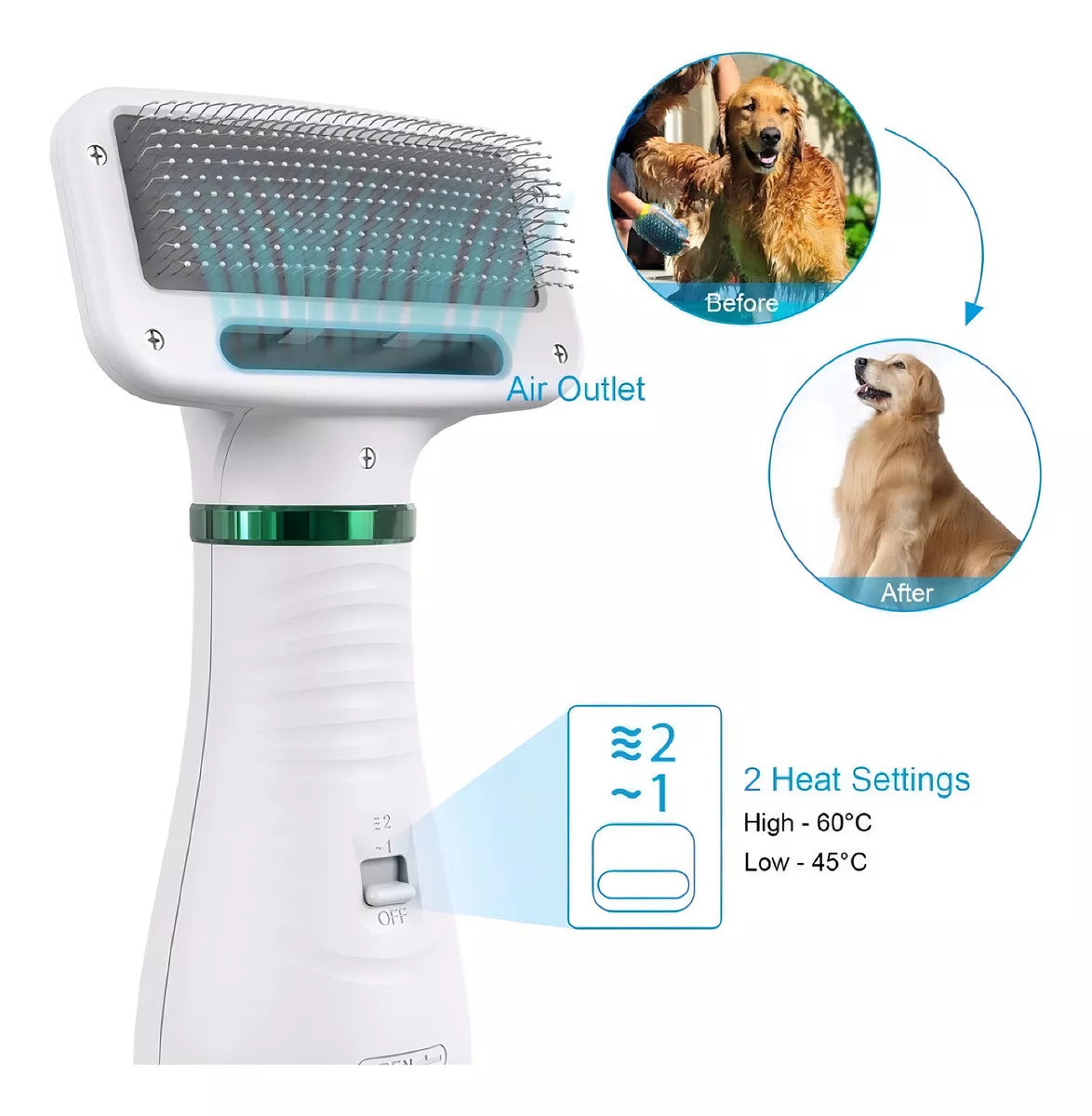 CEPILLO Y SECADOR PETFLOW° CEPILLO 2 EN 1🐶😺