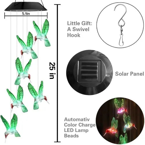 Lumi™ Campanilla con Luz Solar de Colibríes