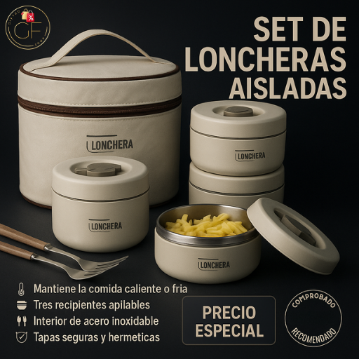 Lonchera Térmica Set x4 + bolsa térmica portátil🔥