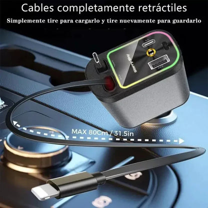Cargador Retráctil 4 en 1 con proyector LED - CarPro®